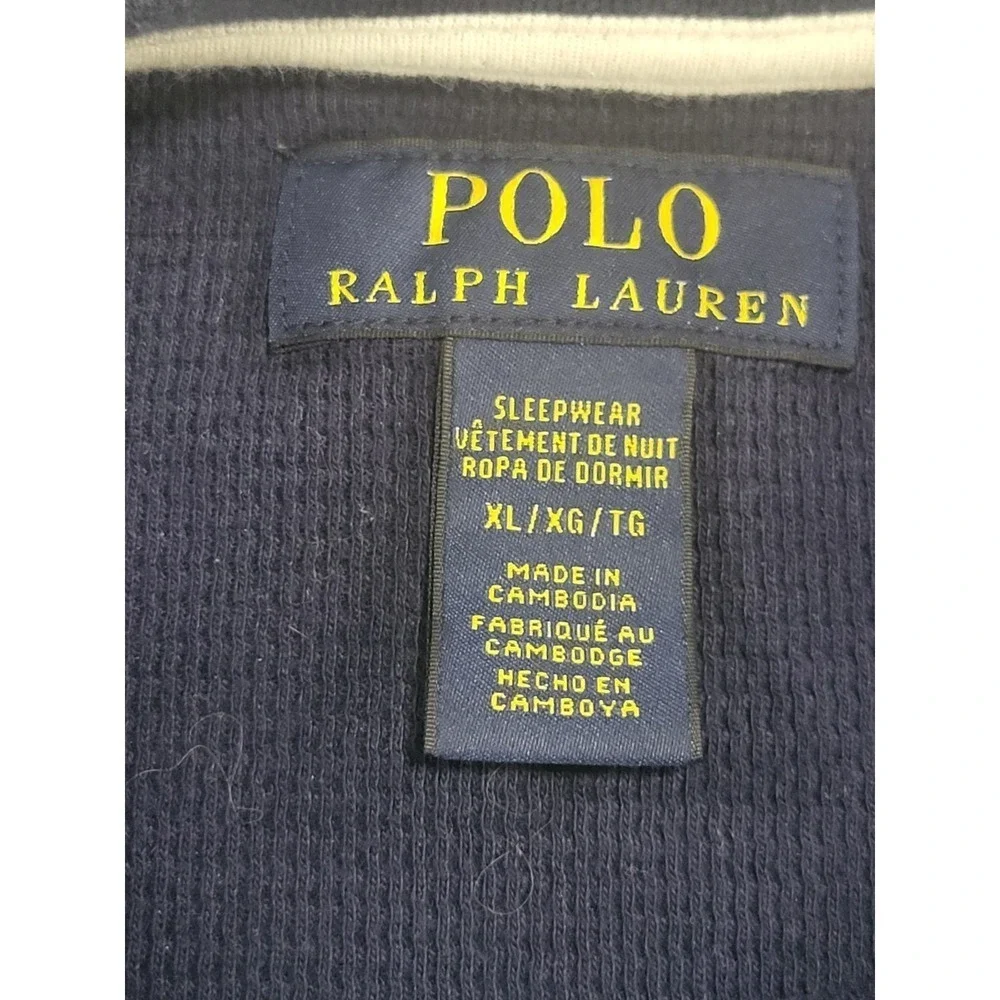 Polo Ralph Lauren Shirt Men's X-Large Blue Waffle Knit Thermal Cotton Blend